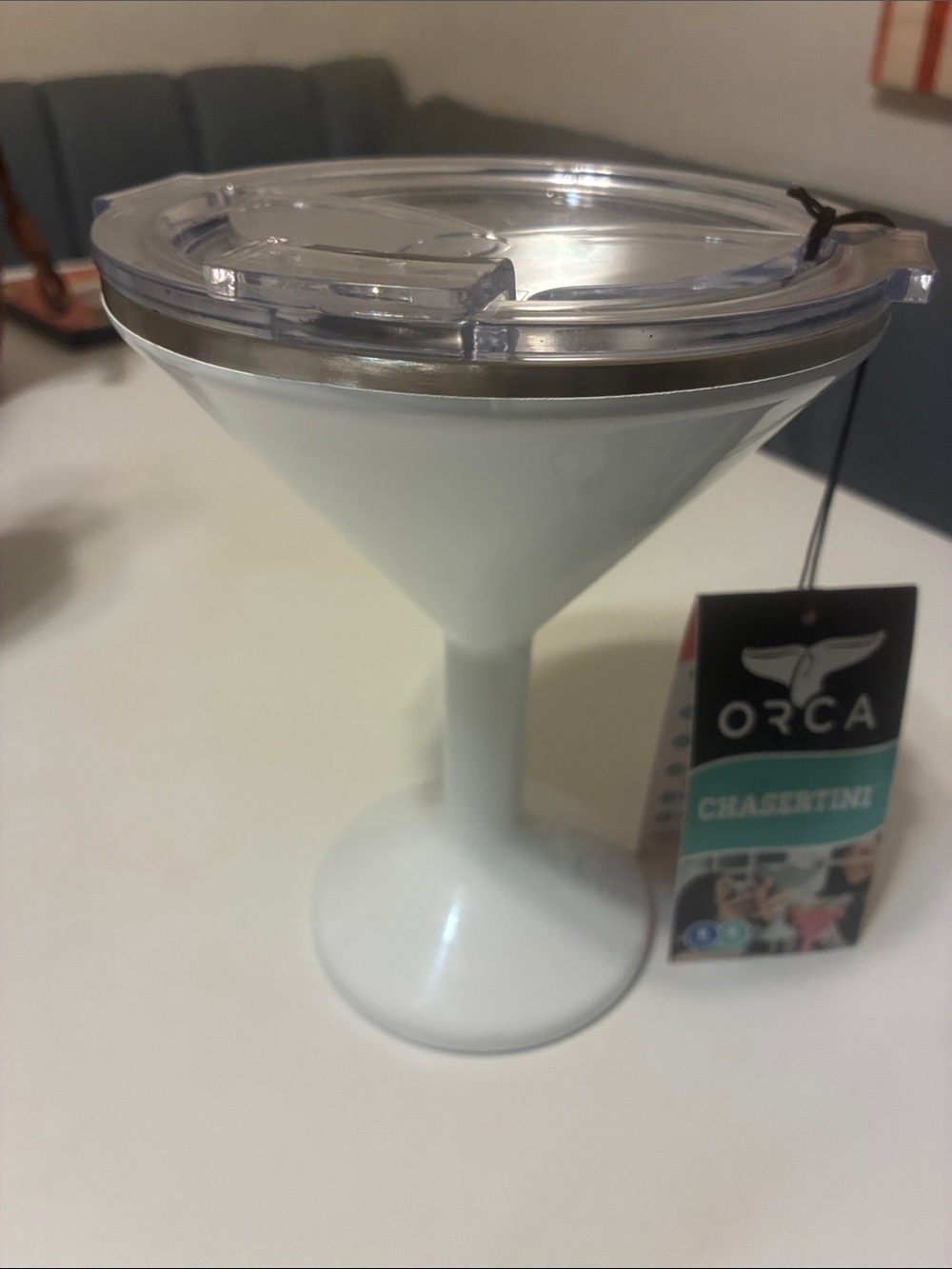 White Insulated ChaserTini Martini Glass with Lid ORCA